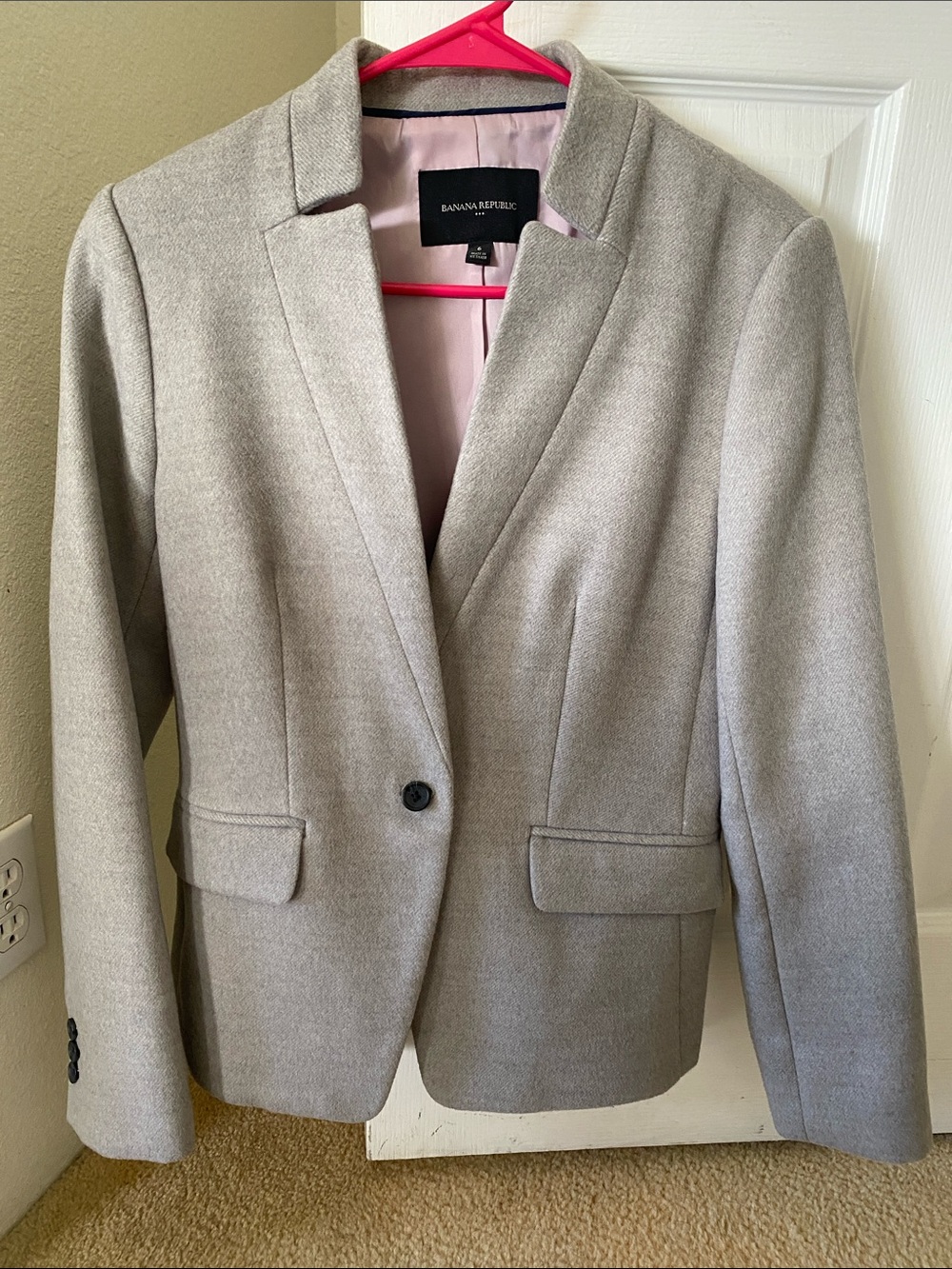 Banana Republic Light Gray Single-Button Tailored Blazer